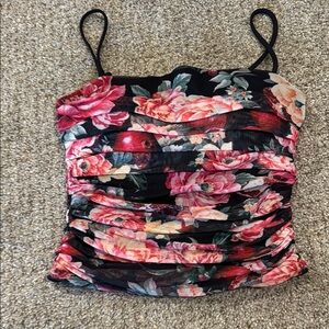 Floral Black and Pink Women's Top